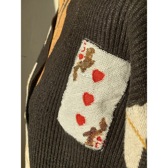 OOAK? Harlequin Crop Top Joker Devolution Cable Knit CARDIGAN Sweater Size 3X - Picture 4 of 12